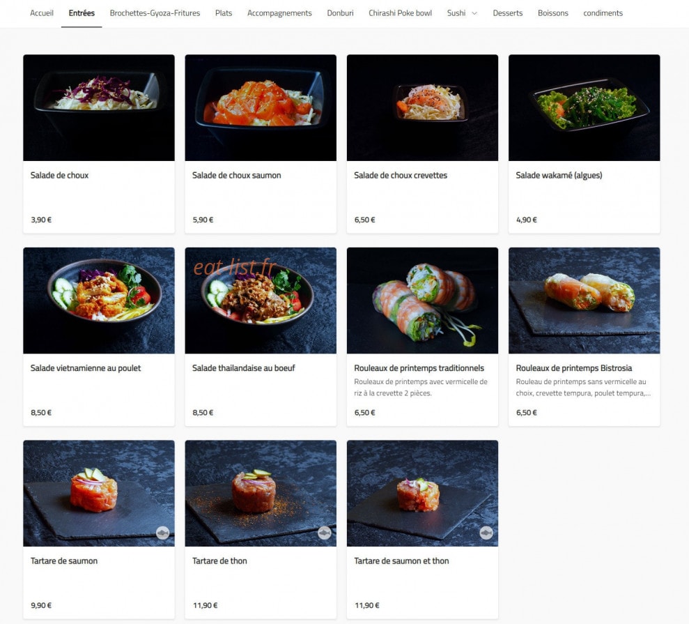 Bistrosia — carte page 1