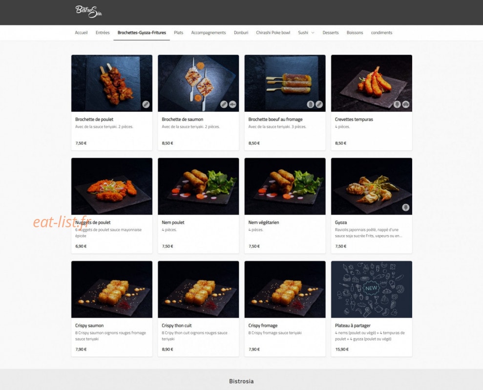Bistrosia — carte page 2