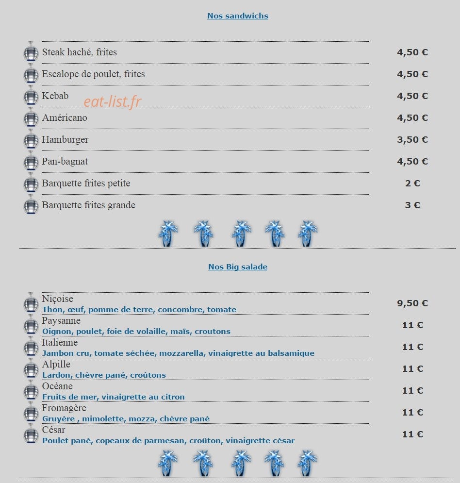 Brasserie le Paradis — carte page 7