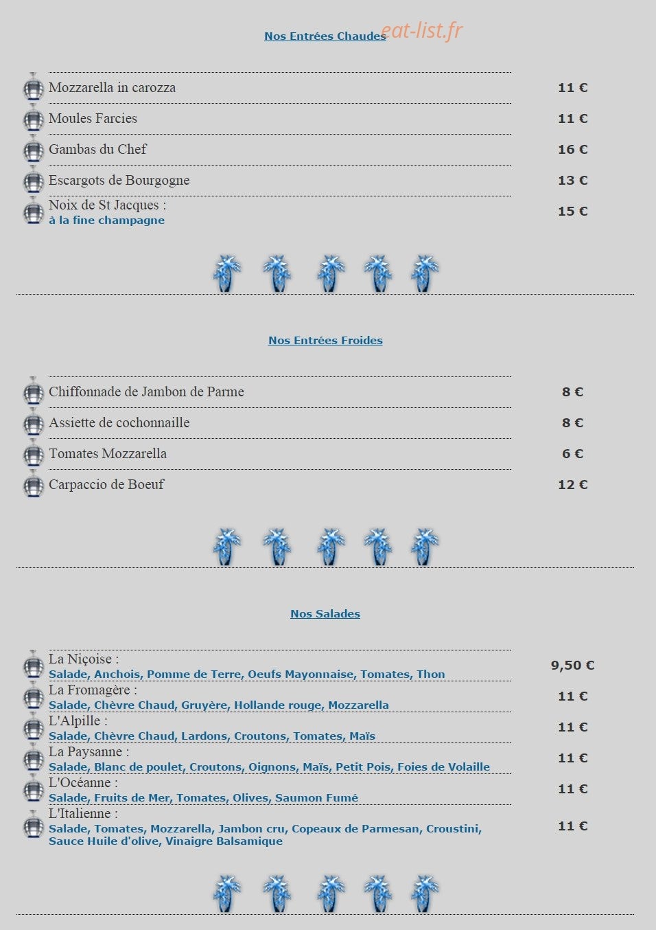 Brasserie le Paradis — carte page 2