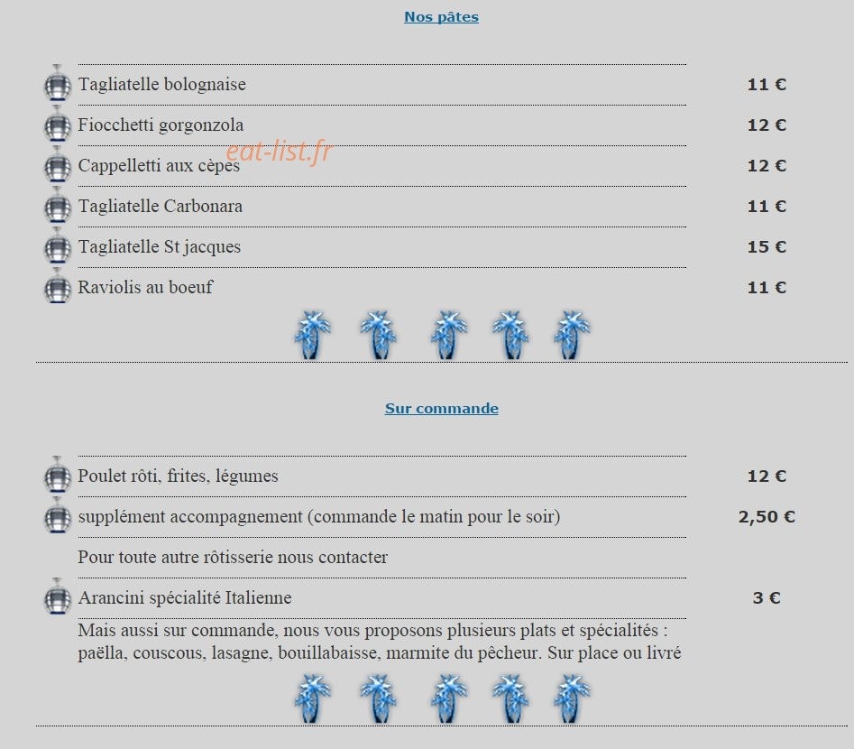 Brasserie le Paradis — carte page 8