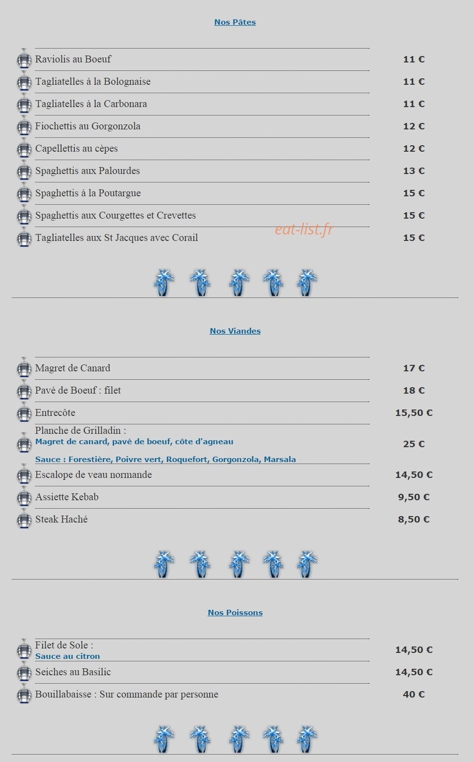 Brasserie le Paradis — carte page 3