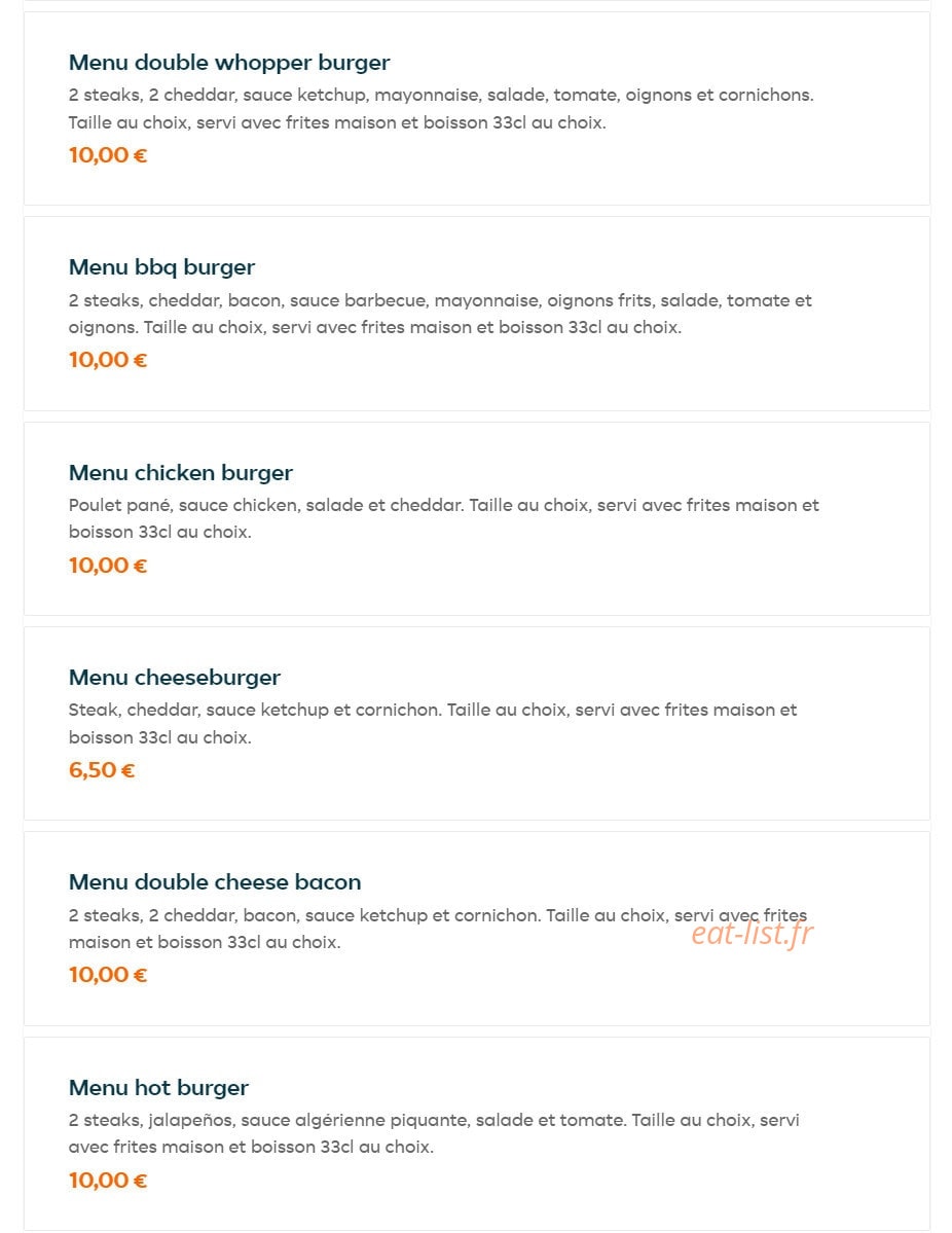 Crush burger — carte page 2