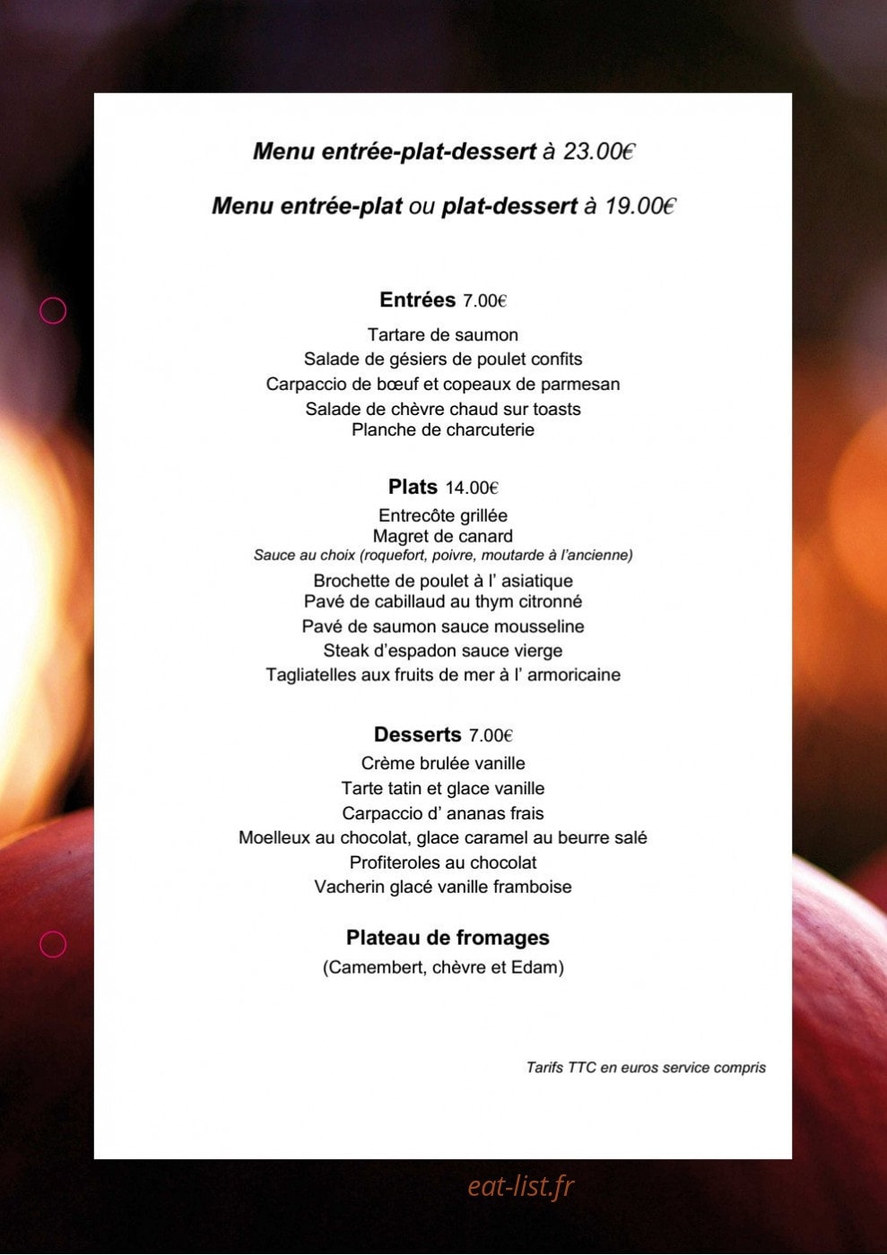 Hôtel Restaurant Kyriad — carte page 1