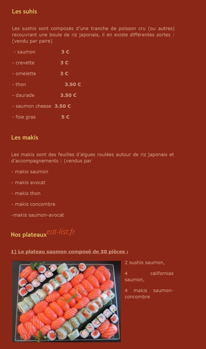Ishi Sushi — carte page 1