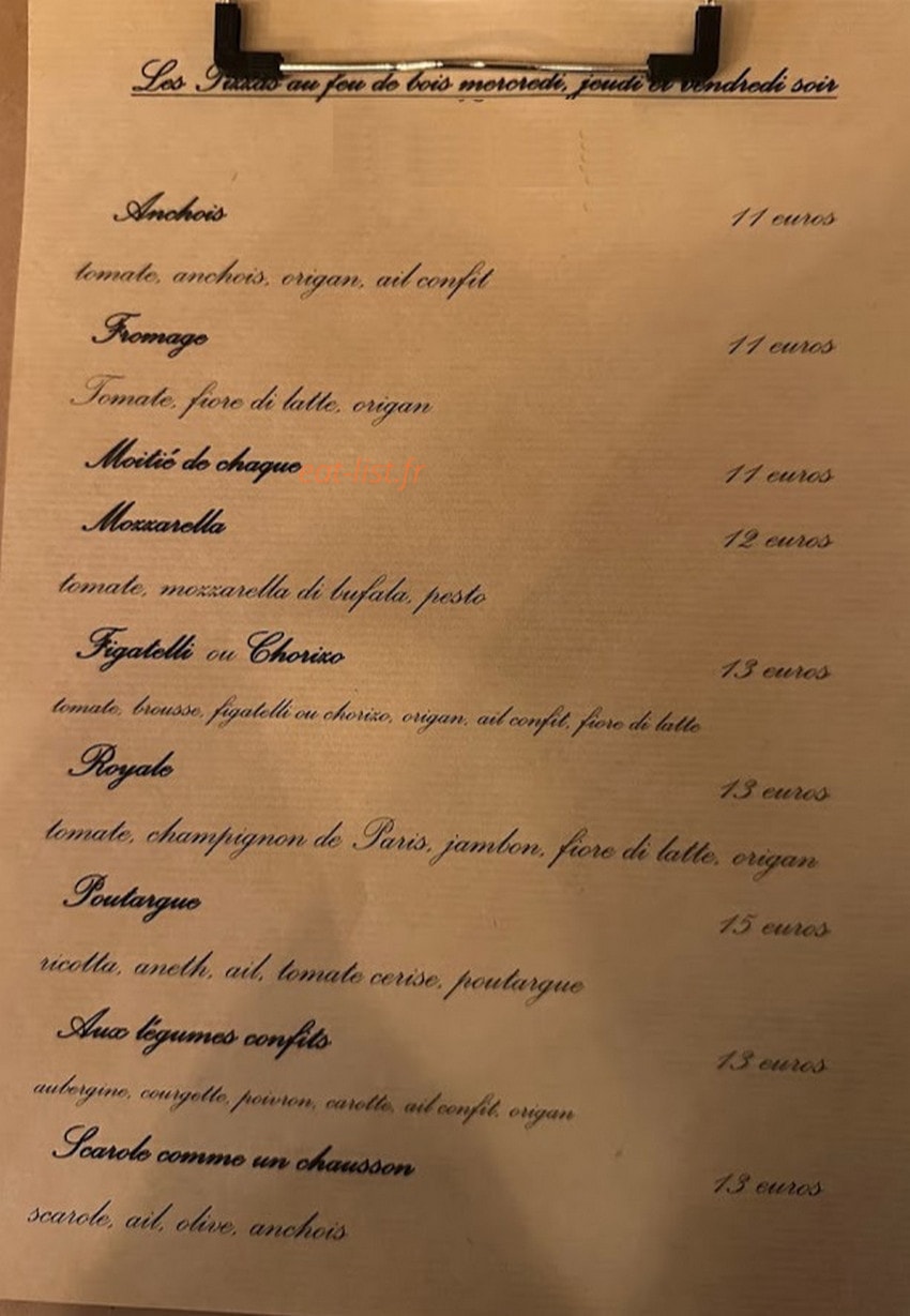 L'abri gourmand — carte page 1