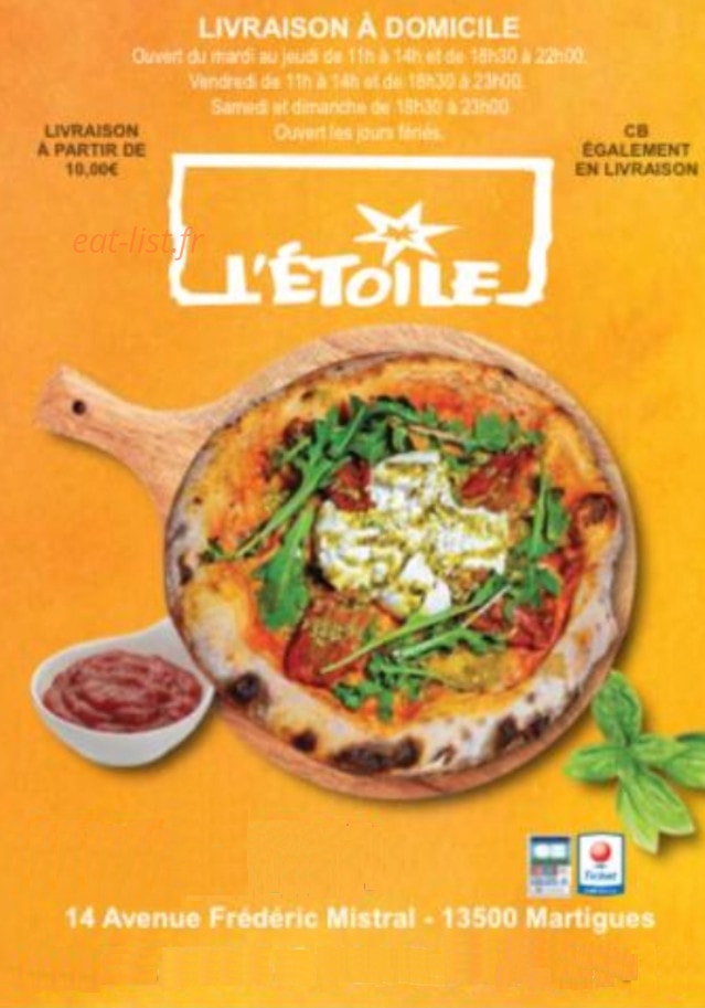 L’Etoile Pizza — carte page 1