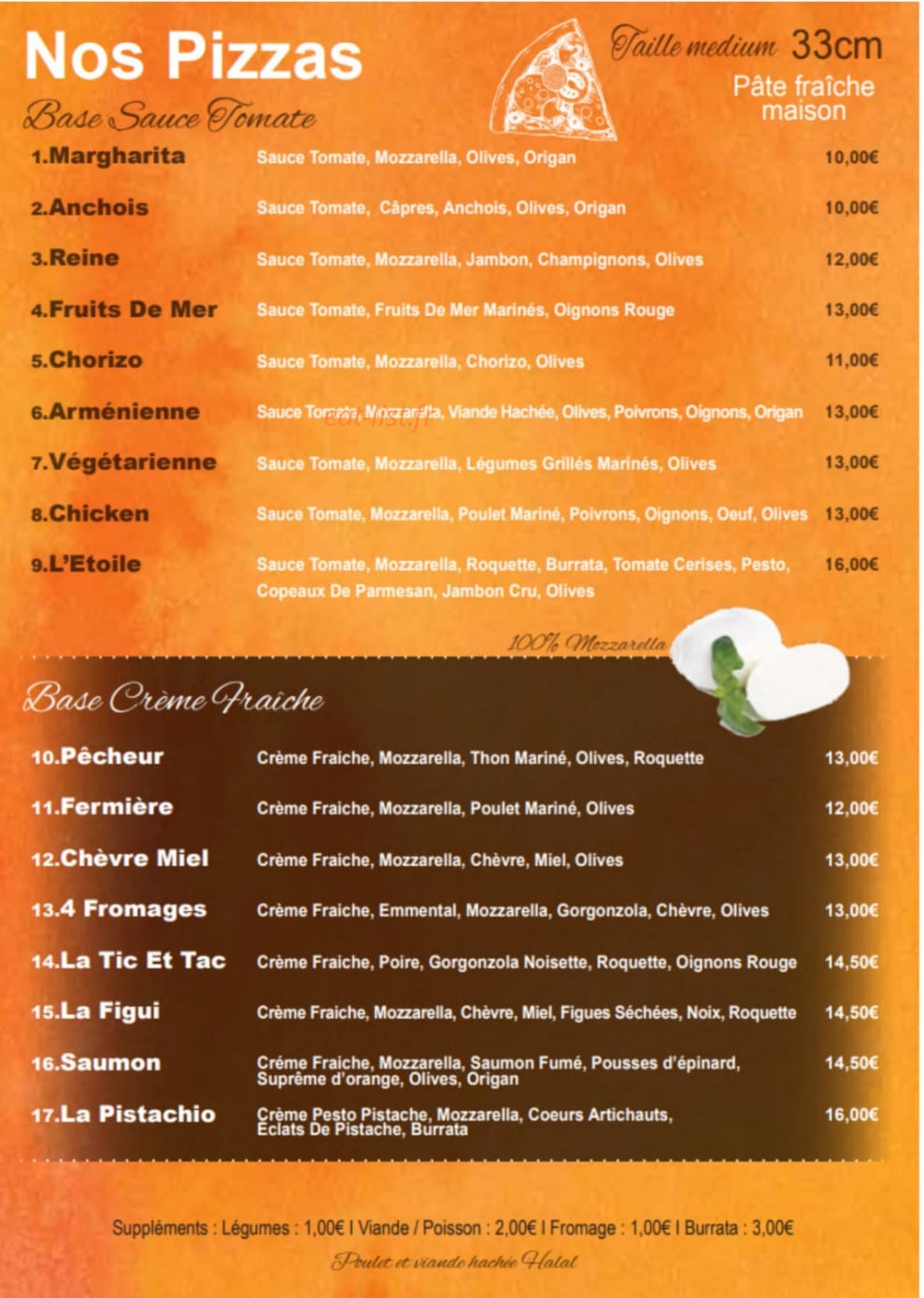 L’Etoile Pizza — carte page 2