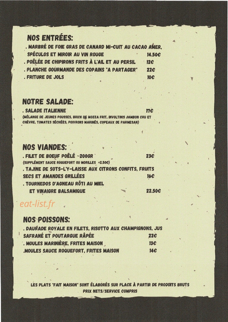 La Cocotte de l'île — carte page 1