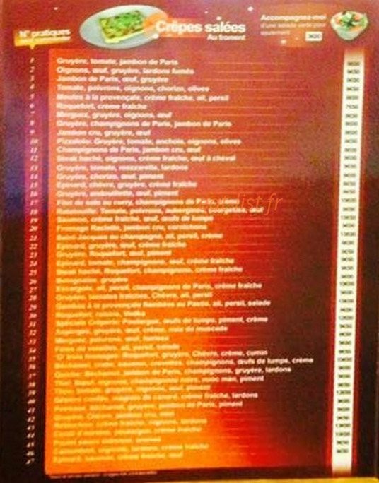 La Crêperie — carte page 2