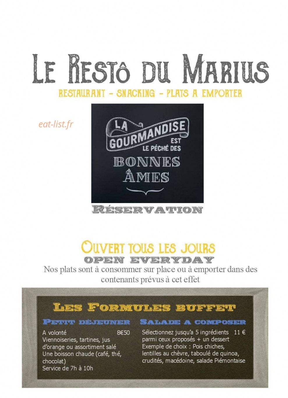Le Restô du marius — carte page 1