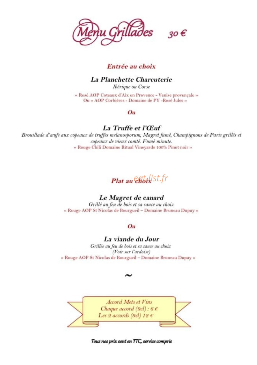 Les Agapes — carte page 4