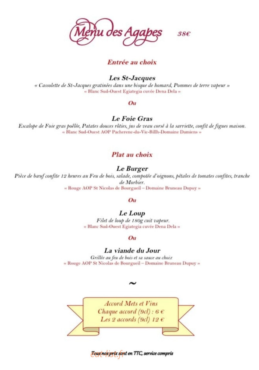 Les Agapes — carte page 5