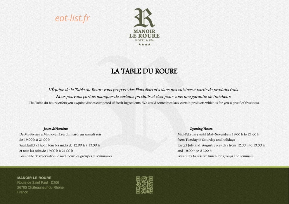 Manoir Le Roure — carte page 1