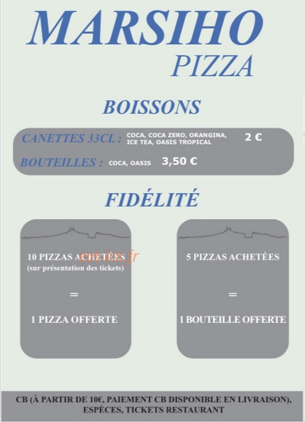 Marsiho Pizza — carte page 3