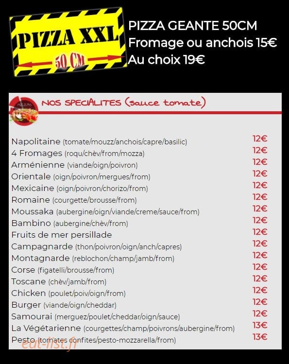 Carte et menu de Pizza La Napolitaine à Martigues — Les pizzas suite
