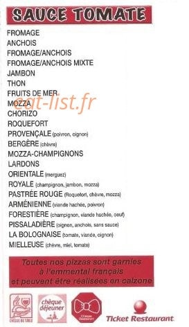 Pizzapart — carte page 1