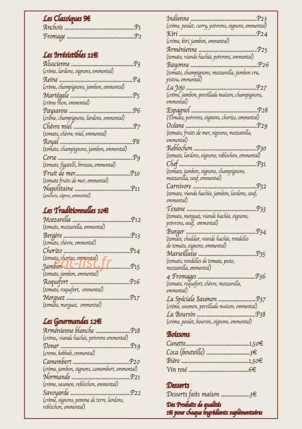 Pronto Pizza — carte page 2