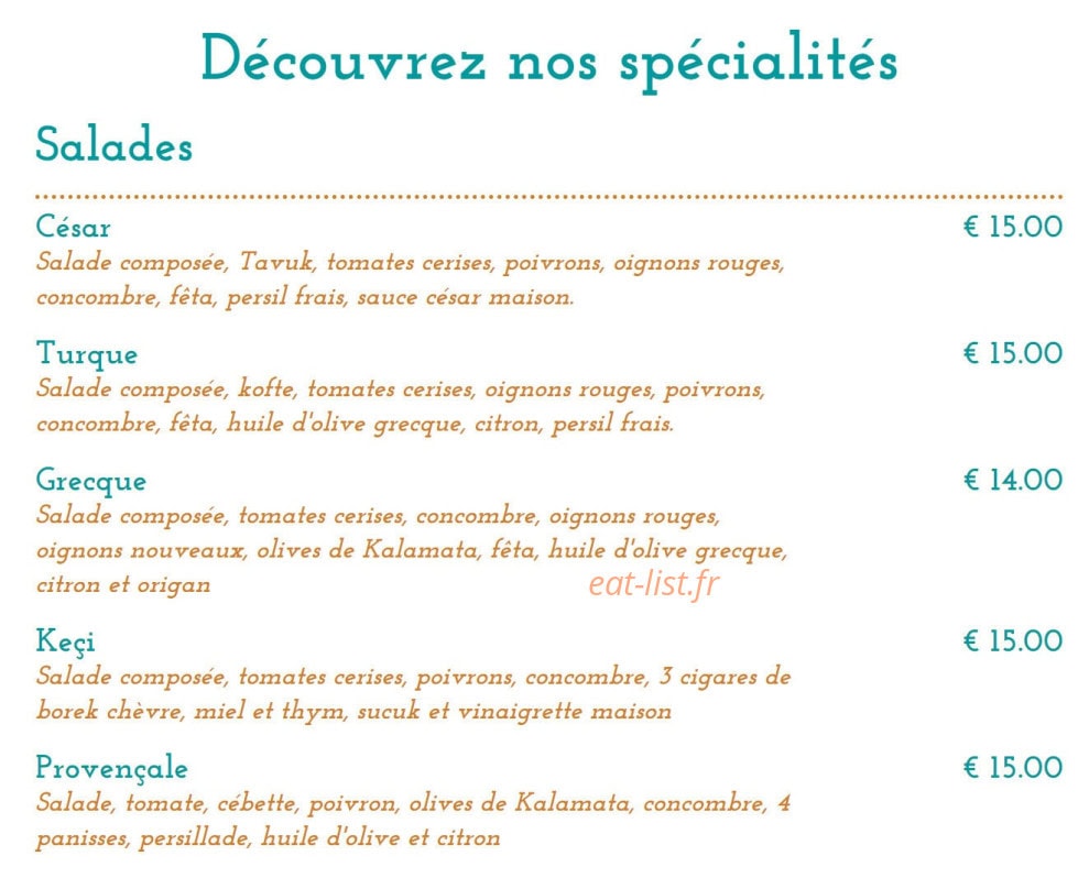 Restaurant Bomba — carte page 1
