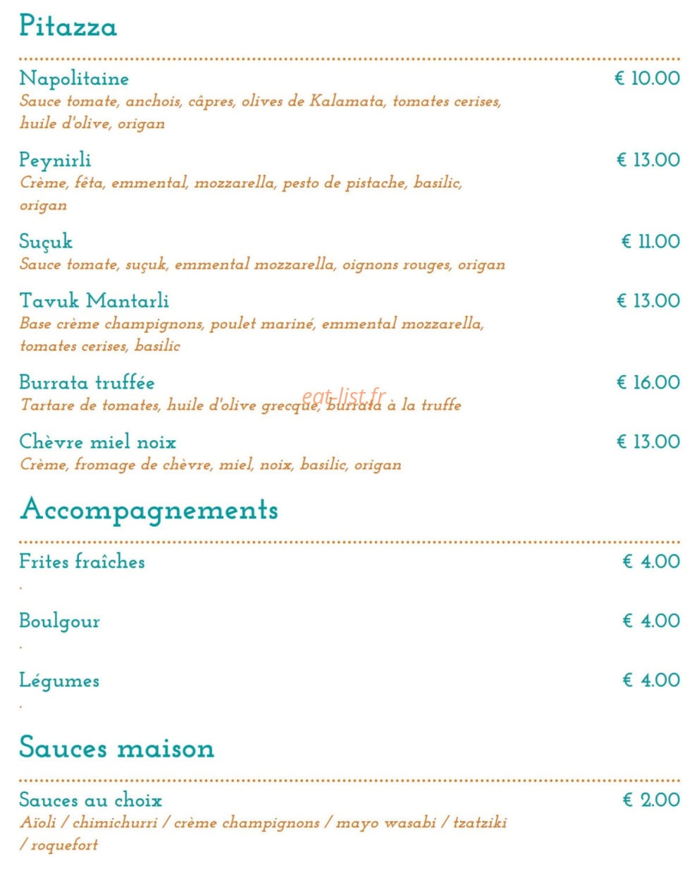 Restaurant Bomba — carte page 3