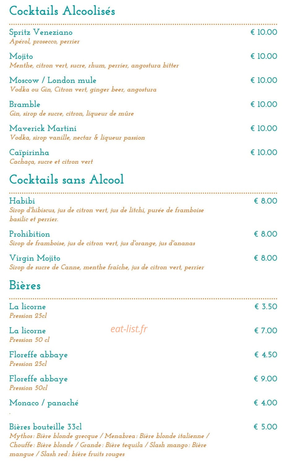 Restaurant Bomba — carte page 6