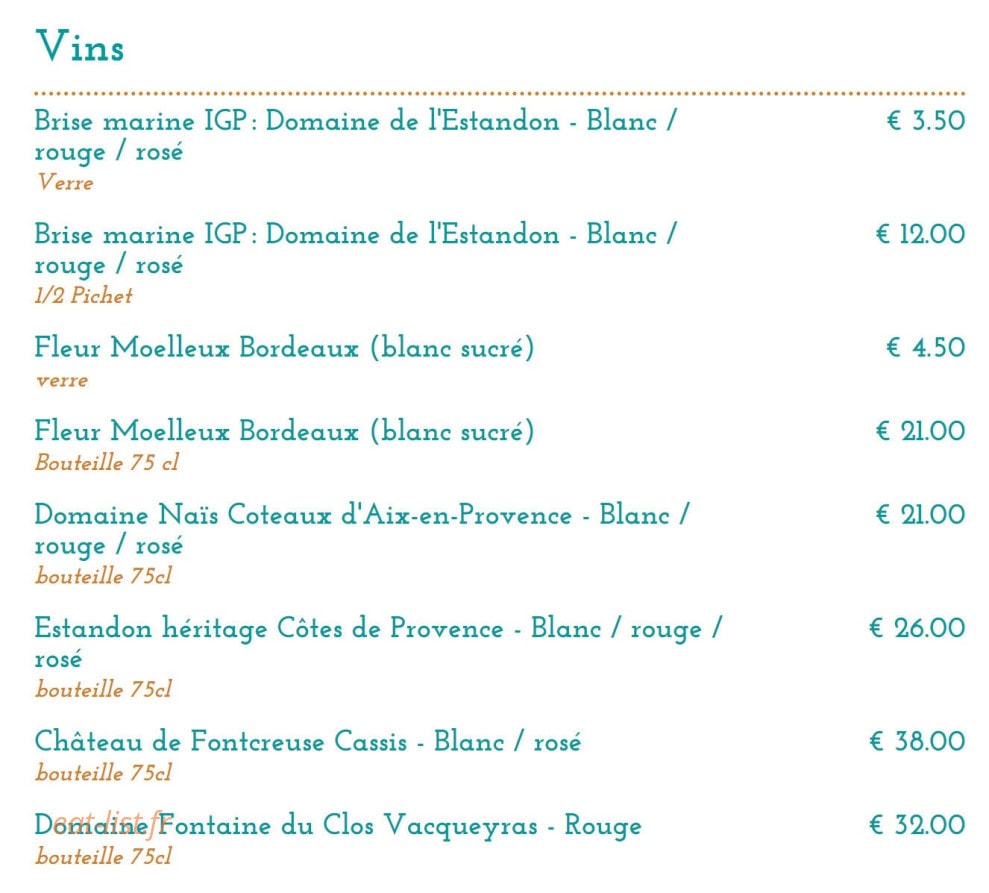 Restaurant Bomba — carte page 9