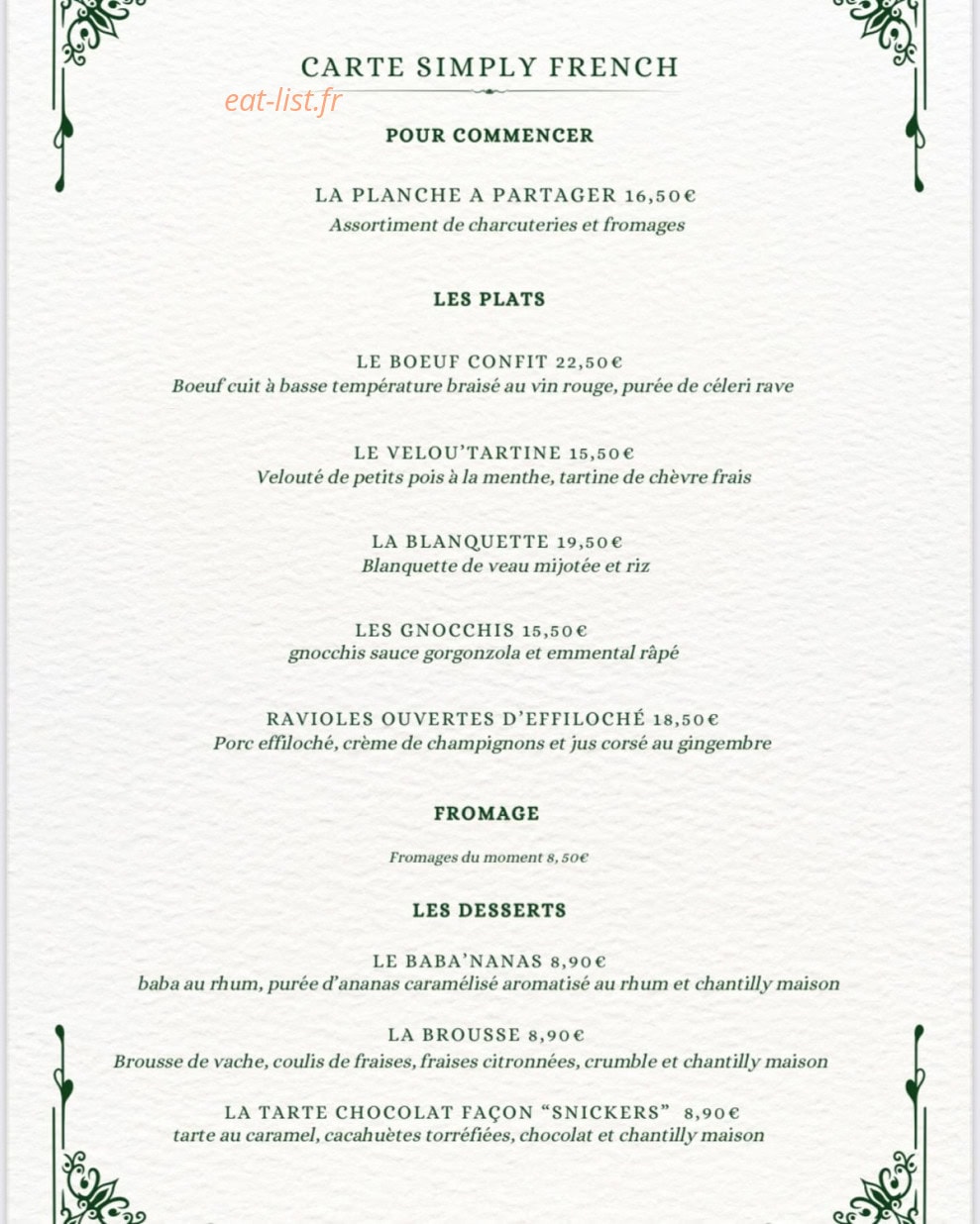 Simply French — carte page 1