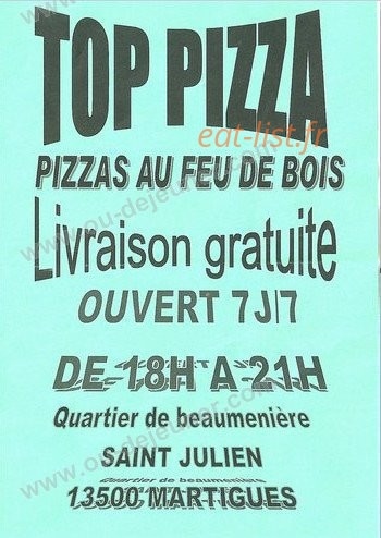 Top Pizza — carte page 1