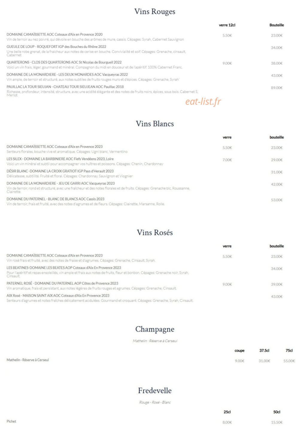 Au Comptoir des 3 Soeurs — carte page 6