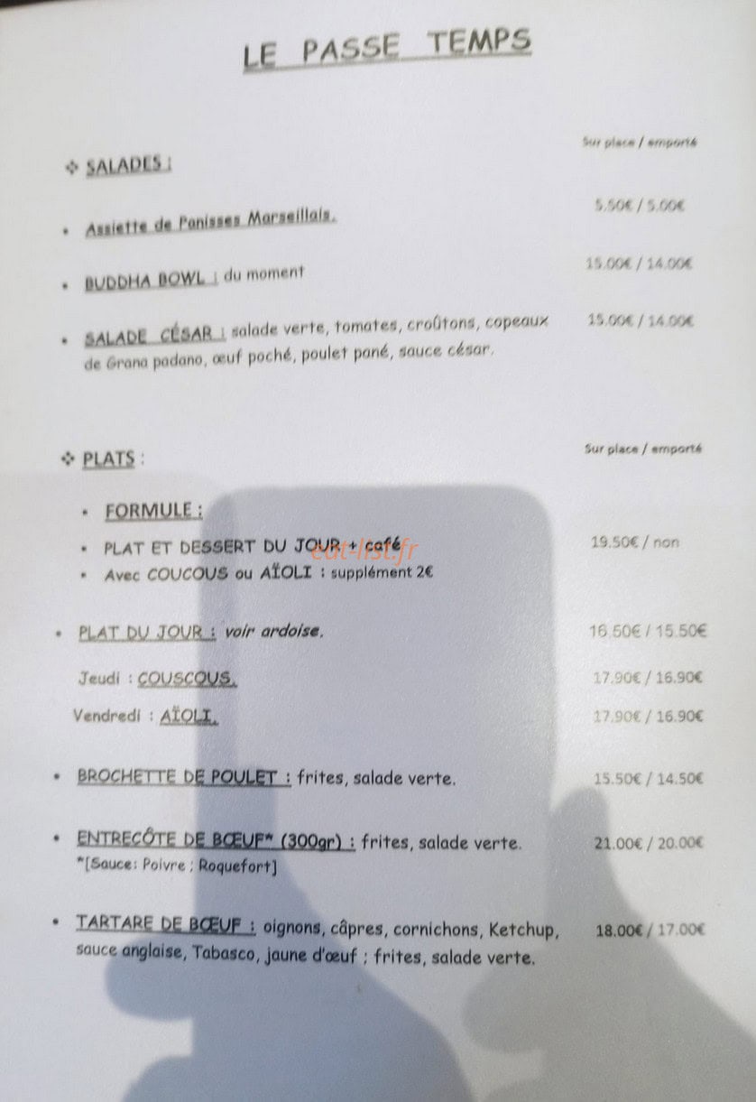 Le Passe Temps — carte page 2