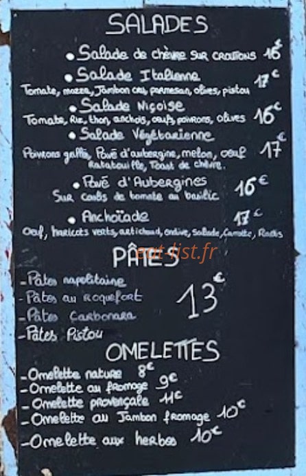 L'auberge du Chateau — carte page 2
