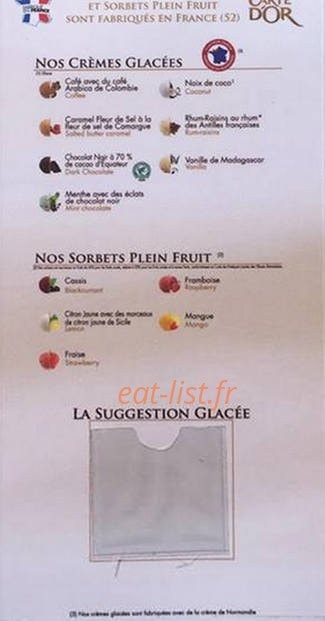 Carte et menu de L'en-cas Maussanais à Maussanne les Alpilles — Les crèmes glacées et sorbets