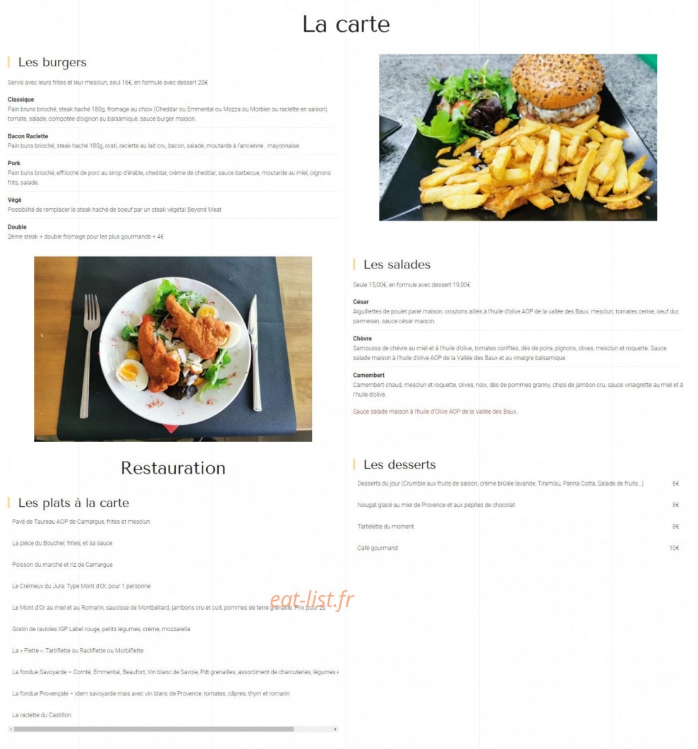 Le Café Castillon — carte page 1