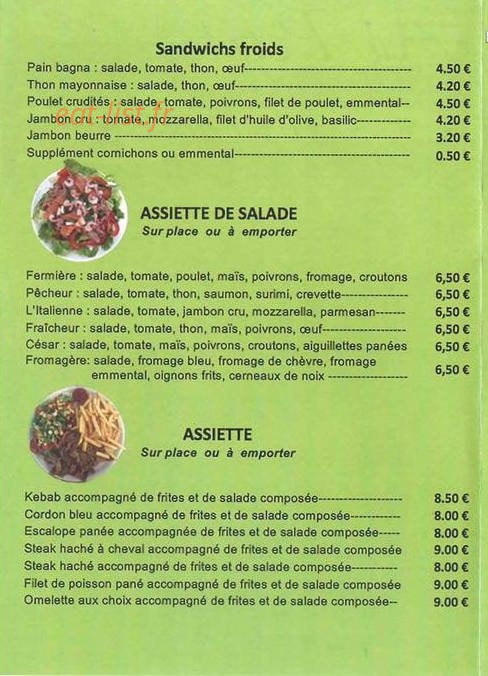 Au Petit Gourmet — carte page 2