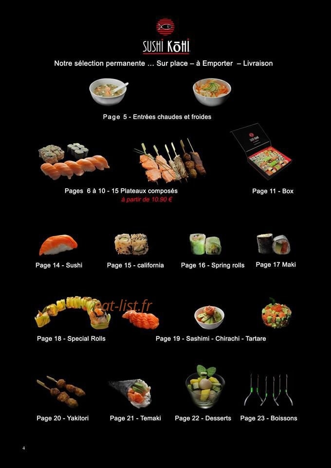 Sushi Kohi — carte page 4