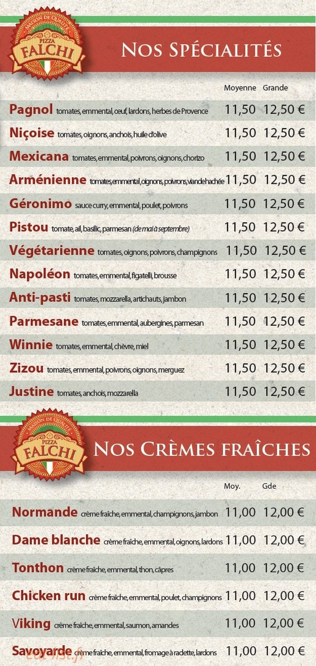 Pizza Falchi — carte page 3