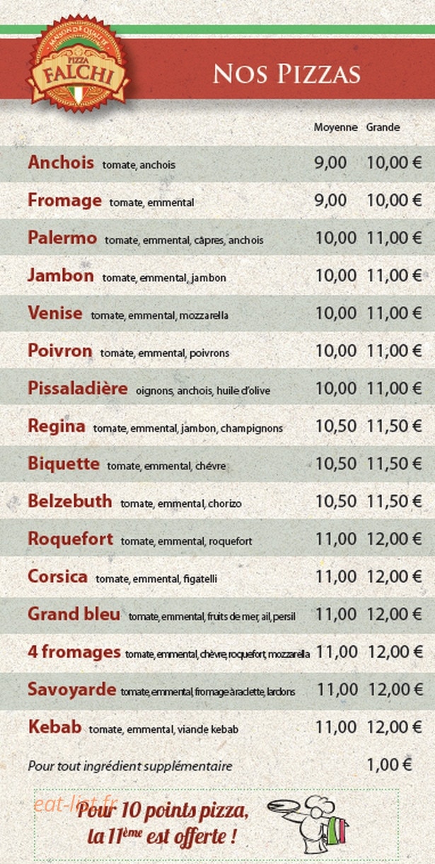 Pizza Falchi — carte page 2