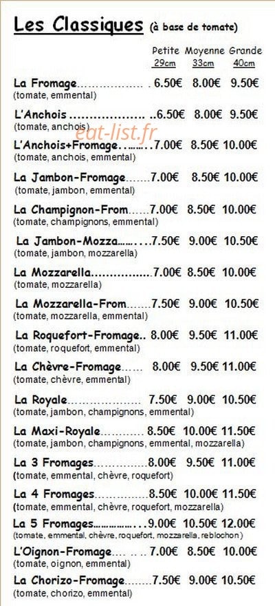 Pizza Village du Soleil — carte page 2