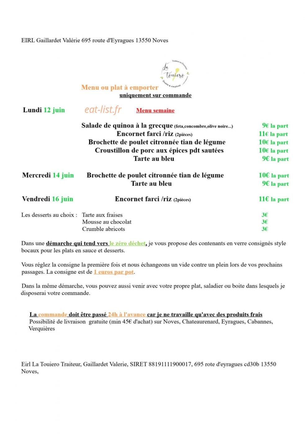 La Touiero — carte page 6