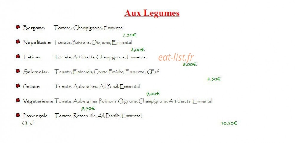 Le Four à Pizza — carte page 4