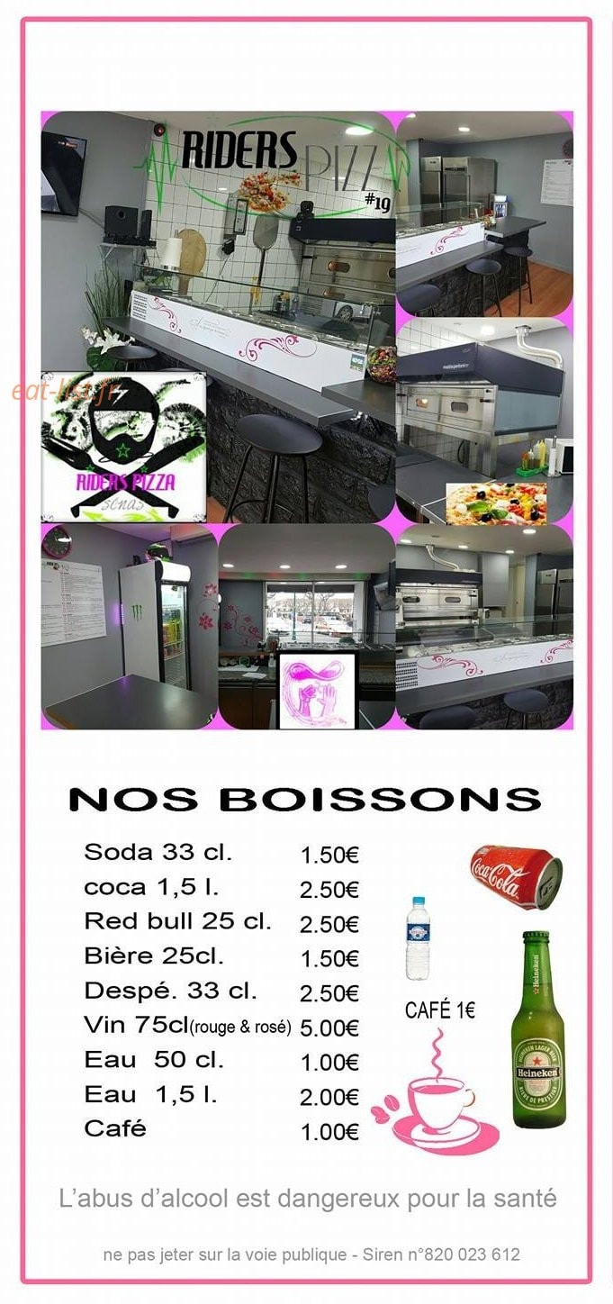 Riders Pizza — carte page 3