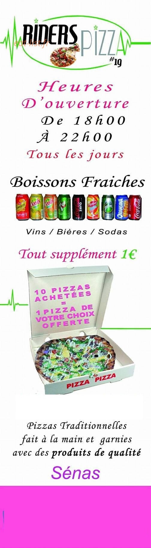 Riders Pizza — carte page 2