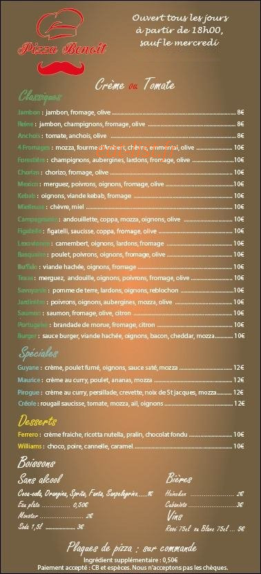 pizza Benoît — carte page 1