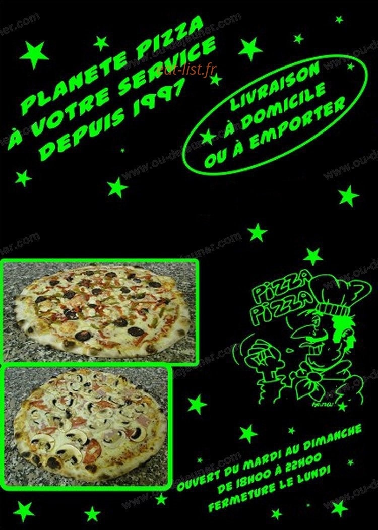 Planete Pizza — carte page 1
