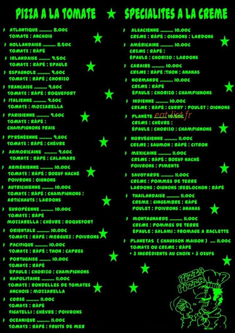 Planete Pizza — carte page 3