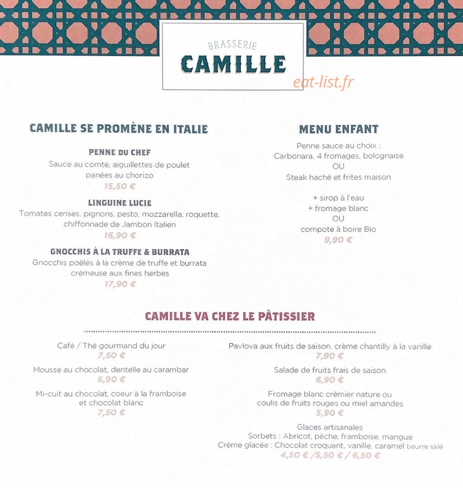Brasserie Camille — carte page 3