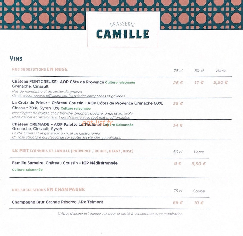 Brasserie Camille — carte page 6