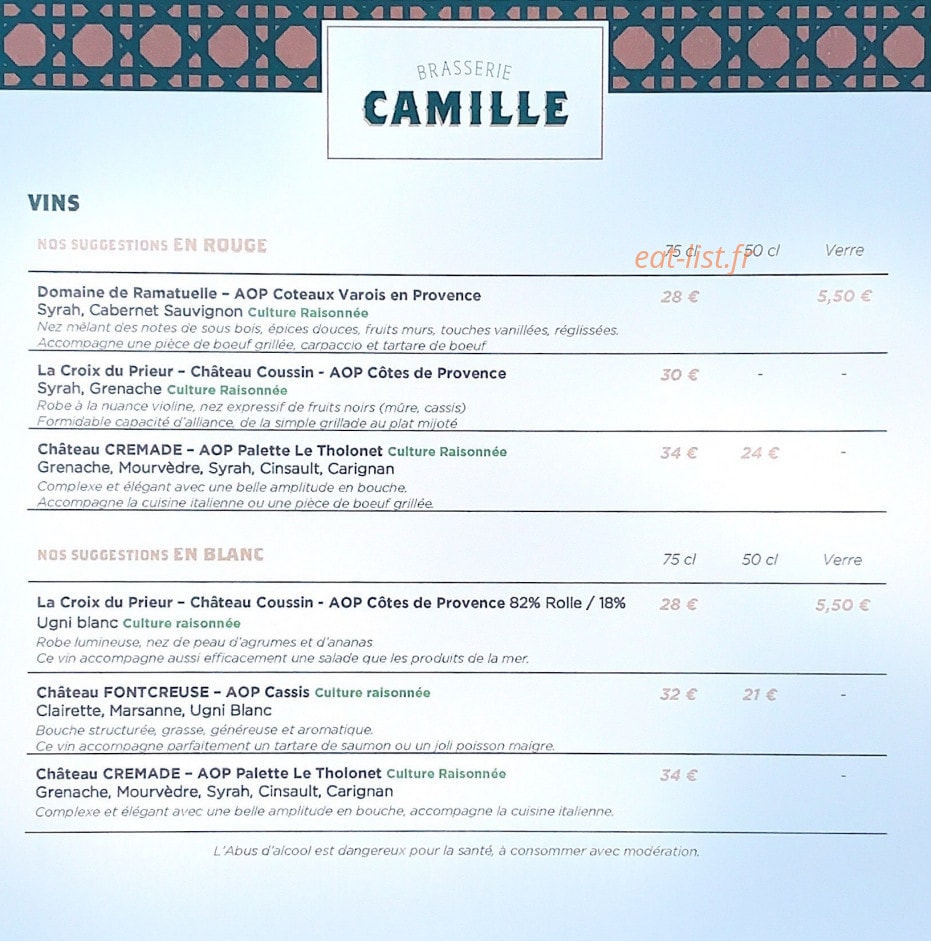 Brasserie Camille — carte page 5