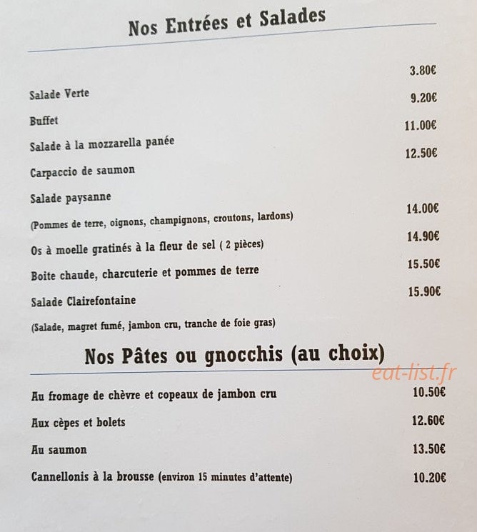 Le Relais de Clairefontaine — carte page 2