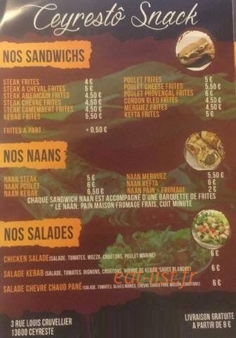 Ceyrestô Snack — carte page 3